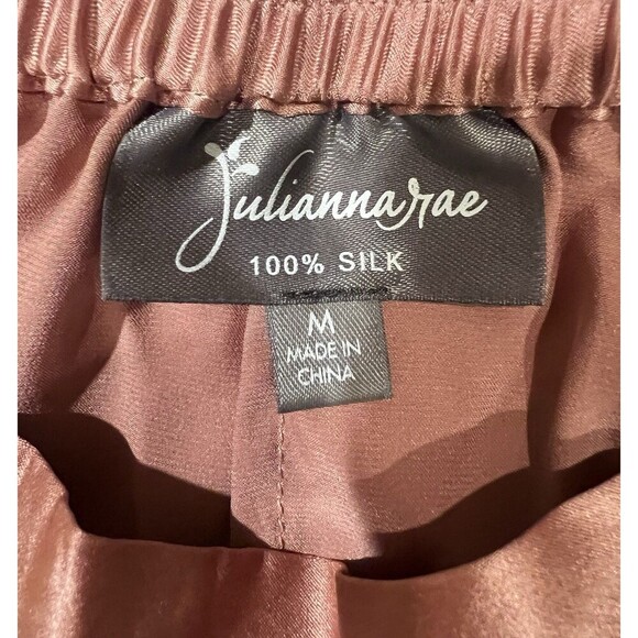 NWT Julianna Rae Paradise Found 100% Silk Button down Pajama Set Maroon Medium - Picture 8 of 9